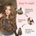 Clip In Hair Extensions One Piece 24 Inch Long Curly Synthetic Wavy Hair Extensions Clips Ins Natural Fluffy Clip On Extension Hair Pieces Hair Extension Clips for Women Brown Mix Blonde