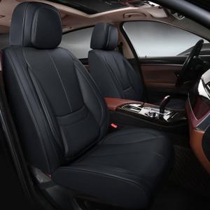 Car Seat Covers, Leather Seat Covers for Cars Full Set, Waterproof and Breathable Suitable for Most SUV/Truck/Sedan/Automotive 2 Pack (Black)