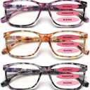 Progressive Multifocus Reading Glasses for Women, Pattern Print Blue Light Block Stylish Ladies Computer Readers, +1.75