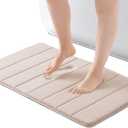 ROSMARUS Memory Foam Shower Mat, 20' x 32', Thick Non Slip Bath Rugs with PVC Backing, Ultra Soft for Floor & Tub, Ltbrown