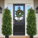 2 Pack 5ft Artificial Cedar Topiary Trees, Outdoor Artificial Plants for Front Porch Décor, Artificial Shrubs Fake Plants Uv Rated Potted Plants for Outdoor, Indoor, Front Door, Office