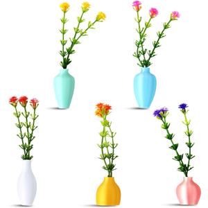 2 x 5pcs Mini Vase Magnets for Fridge, Cute Mini Magnetic Vases Funny Tiny 3D Plant Vase Decorations with Artificial Flowers for Home Office Kitchen Refrigerator Locker Decor