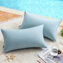 MIULEE Pack of 2 Decorative Outdoor Waterproof Pillow Covers Rectangular Garden Cushion Sham Throw Pillowcase Summer Shell for Spring Patio Tent Couch 24x24 Inch Blue