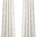 Lush Decor Ruffle Diamond Curtains Textured Window Panel Set for Living, Dining Room, Bedroom (Pair), 95” x 54”, White
