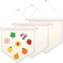 3 Pcs Canvas Banner Blank, Wall Hanging Brooch Pennant Banner Flags Fabric Banners Holder with Wooden Dowels DIY Wall Decor for Enamel Pin Display, Jewelry Organizer, Weddings, Classroom, Gifts