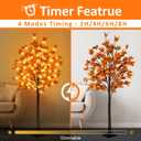 FastDeng 5Ft Fall Maple Tree Light Thanksgiving Decorations, 90 LED Warm White Dimmable Timing Artificial Fall Tree with 8 Flashing Modes for Home Indoor Outdoor Autumn Thanksgiving Harvest Decor