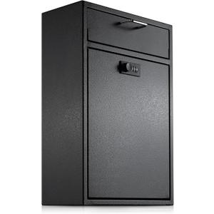 Wall Mounted Lock Box with Combination - 1.2mm Heavy Duty Steel Extra Large Mailbox - Theft Proof Mailbox for Night Key, Deposit, Money, Cash, Paperwork (11'' x 4.75'' x 15.75'')