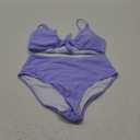 Honlyps High Waisted Bikini Sets for Women Tummy Control 2 Piece Swimsuit Cheeky Coverage Bathing Suit Tie Knot Swim Suit (Large, Light Purple)