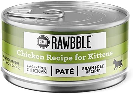 BIXBI Rawbble Chicken Pate Recipe for Kittens Cans – Grain Free, Protein Rich Wet Kitten Food–(2.75 Ounce Cans, Case of 24). Jun/2025