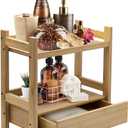 Sorbus 2-Tier Bamboo Countertop Shelf with Hidden Drawer - Makeup Organizer - Multi-Purpose Storage for Skincare, Toiletries, Desktop - Display Stand Shelf for Bathroom Vanity Counter, Kitchen, Office