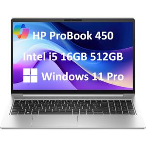 HP ProBook 450 G10 Business Laptop (15.6" FHD Anti-Glare, Intel 10-Core i5-1334U, 16GB RAM, 512GB SSD, (Beats i7-1255U)) Backlit KB, Webcam, Ethernet, Wi-Fi 6E, Win 11 Pro w/ AI Copilot, Silver