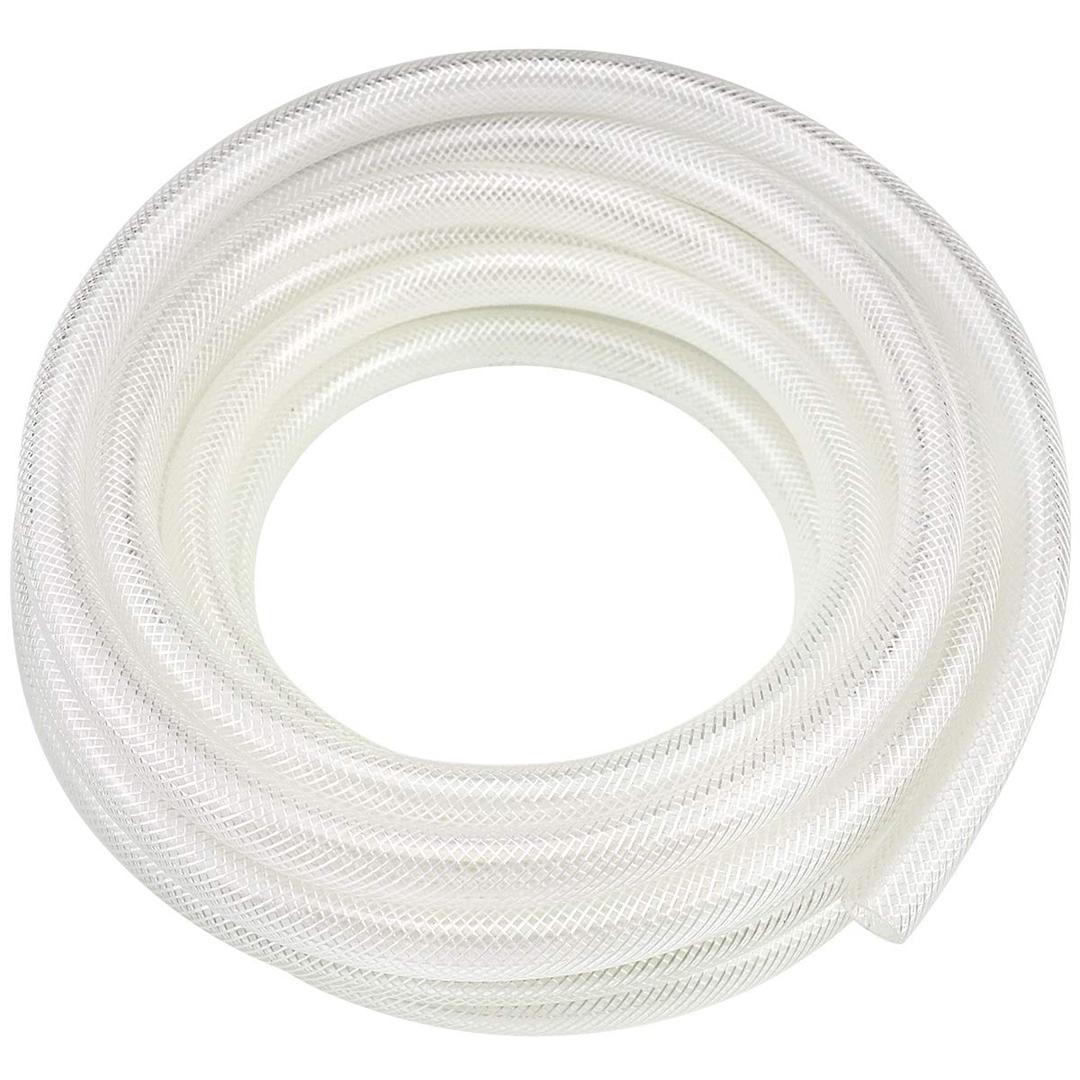 3/8" ID x 50 Ft High Pressure Braided Clear PVC Vinyl Tubing Flexible Vinyl Tube, Heavy Duty Reinforced Hose Tubing, BPA Free and Non Toxic