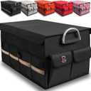 Trunk Organizer, LIBZAKI Cargo Organizer, Premium Multi Compartments Collapsible Portable Trunk Storage for auto, SUV, Truck, Minivan -Black (Regular)