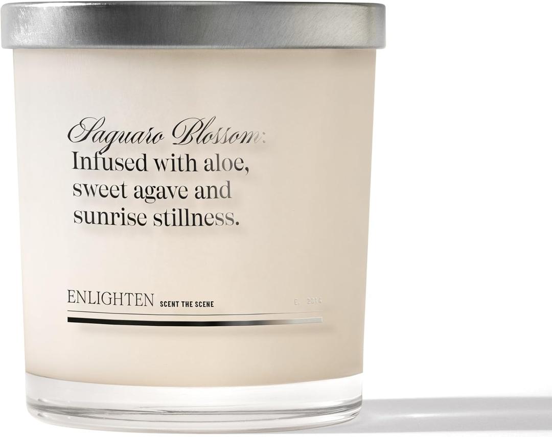 Enlighten Saguaro Blossom Candle | Luxurious Sweet Agave, Orange & Patchouli Scent | Double Scent Load for Enhanced Aroma | Eco-Friendly, Hand-Poured Soy Wax | 12oz Glass Tumbler | Made in USA
