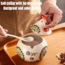Ceramic Salt Cellar with Lid and Spoon 13.5oz Salt Holder, Salt Containers for Countertop, Chicken Salt Dish with Lid, Farmhouse Kitchen Decor, Sugar & Spice Container, Old Country Kitchenware