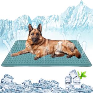 Large Dog Cooling Mat for Dogs,3423 in Silicone Anti-Slip WaterproofEasy Washable Pet Cool Blanket, Ice Cool Fabric, Cooling for Dog Kennel, Indoor and Outdoor Floors, Car Seat&Sofa (Blue)