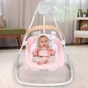 Ingenuity SimpleComfort Compact Baby Swing, Rotating Seat Swings in 3 Directions, 6 Speeds, 8 Melodies & 3 Nature Sounds, Ages 0-9 Months, Up to 20 Pounds - Pink
