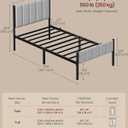 VASAGLE Twin Bed Frame with Upholstered Headboard, Metal Bed Frame Twin Size with Footboard, 550 lb Weight Capacity, Steel Slats, Easy Assembly, No Box Spring Needed, Dove Gray URMB983G01V1