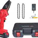 Mini Chainsaw,4-inch Electric Chain saw Handheld Mini Pruning Shears Chainsaw for Tree Trimming & Wood Cutting,2 Saw chains,1 Charger Include,One 21v 1500mAh Battery and Box