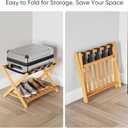 Set of 2 Fully Assembled Luggage Rack for Guest Room, 5 Straps Bamboo Suitcase Stand with Shoe Shelf, 26.77" Wide Foldable Luggage Holder for Bedroom, Hotel (Honey Oak)