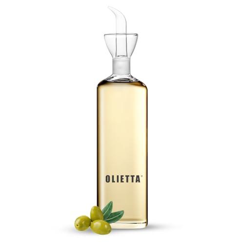 Olietta Olive Oil Dispenser Bottle Borosilicate Glass - Non Drip Oil Dispenser for Kitchen, Leak Proof Vinegar Drizzler Cruet, Easy Clean, 17 Ounces, Modern