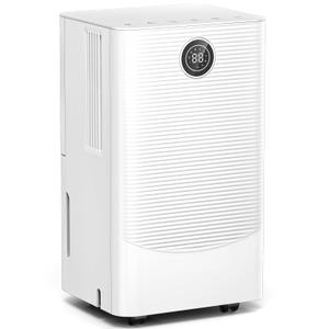 COWSAR 25 Pint Dehumidifier for Home and Basement 1200 Sq. Ft, Quiet 38dB Portable Dehumidifier for Bedroom Bathroom RV, Small Dehumidifiers with Continuous Drain Hose, 2L Tank, Smart Display