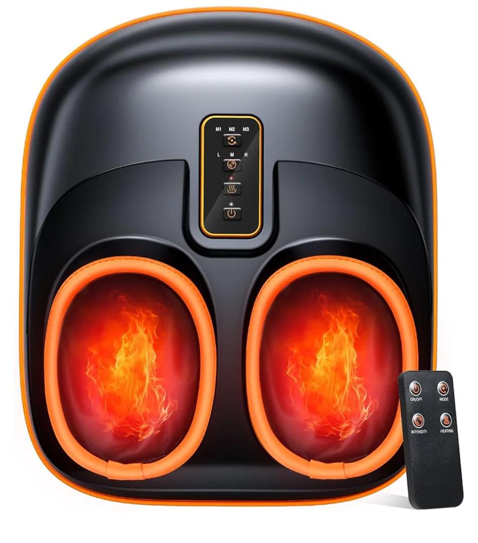 Foot Massager Machine with Heat, Upgraded Deep Rolling, Compression, Ankle Kneading, Shiatsu Foot Massager for Neuropathy Plantar Fasciitis, Gifts for Home Office Men Women Fits Up to 13"