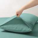 TUMEI 100% Linen Bed Pillow Cases Queen Size(25.98"20.08") - Set of 2 Linen Standard Pillow Covers Washed Solid Color Natural Flax Soft Breathable, Ocean Blue Queen