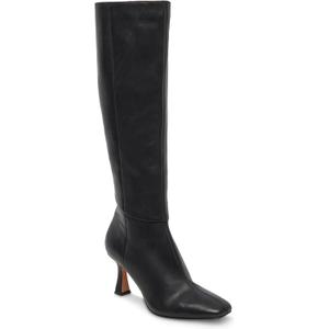 VOMIRA Knee High Boots Women Square Toe Kitten Heel Boot