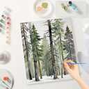 Nature Forest Paint by Numbers Kit for Adults - DIY Pine Tree Landscape Painting on Canvas, Acrylic Paint Set, Suitable for Beginners, Art for Home Decoration or Gifts(16X20IN Framed)