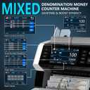 PONNOR Money Counter Machine Mixed Denomination, Serial Number, Multi Currency 2CIS/UV/IR/MG/MT Counterfeit Detection Bill Counter, Cash Counter Machine Value Counting for Business with Printer, Medium
