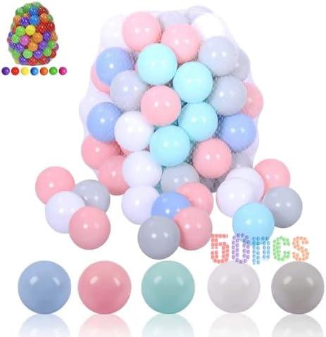 LANGXUN 50 Soft Plastic Ball Pit Balls for Kids, Gift for Baby Toddler Birthday Christmas, Ball Pit Play Tent, Baby Kiddie Pool Water Toys, Party Decoration