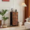 DUMOS Night Stand with 4 Fabric Drawers, Bedside Table for Bedroom, 11.8"D x 17.7"W x 37.4"H
