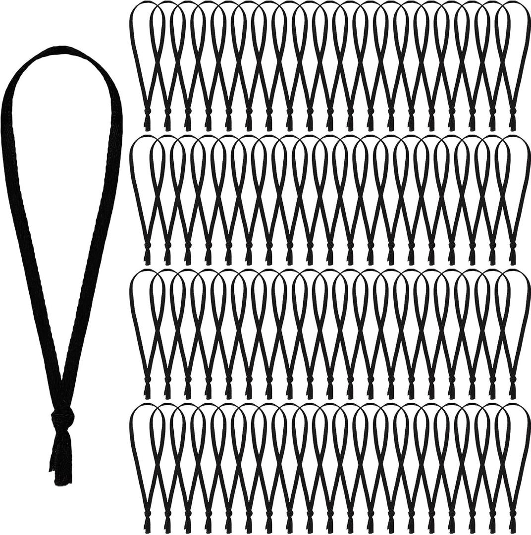 JUNEBRUSHS 300Pcs Christmas Ornament Ribbon Hangers, Hand Tied String Ties Ornament Loops Thin Ribbon for Ornaments Christmas Tree Hanging Decoration Black