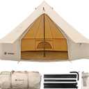 Canvas Bell Tent Yurt Tent 4 Seasons for Camping 100% Cotton Glamping Tents with Stove Jack, Family Camping Outdoor Hunting Party, Size: 3M- 9.8FT