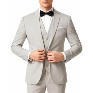 YFFUSHI Men's 3 Piece Suit Sets Slim Fit One Button Blazer with Vest & Pants, Professional Business Wedding Suits XL