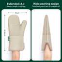 Beneno Kitchen Oven Mitts 2-Pack Heat Resistant to 500°F with Non-Slip Silicone Grip, Extra Long 14.3" Forearm Protection, Soft Quilted Cotton Terry Lining, Ideal for Cooking, Baking, Grilling, Beige