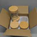 DRKIO 16 Oz Overnight Oats Containers with Bamboo Lids - 4 Pack Glass Storage Jars with Airtight Lids Wide Mouth Mason Food Jars Great for Meal Prep Salad Chia Pudding Snacks Yogurt Sugar Spice Cereal
