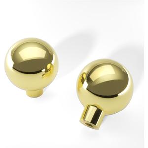 Banqin 30 Pack Gold Cabinet Knobs Kitchen Cabinet Knobs Bifold Door Knob Polished Gold Dresser Drawer Knob Large Round Ball Hardware Single Hole