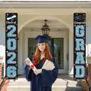 KMUYSL Graduation Decorations Class of 2026, Blue & Blue Congrats Grad Banner Hanging Flags Porch Sign, 2026 Graduation Decorations Party Supplies for Any School Indoor/Outdoor Decor