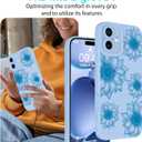 OOK Floral Case for iPhone 17 Case Cute Sunflower Floral Blooms Design Soft TPU Shockproof Protective for Women Girls Slim Phone Cover - Blue Flower