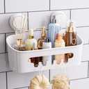 TAILI Shower Caddy Suction Cup, Heavy Duty Bathroom Organizer, Removable Shelves for Inside Shower, Shampoo, Waterproof Suction Plastic Storage for Bathroom Accessories Holder, White