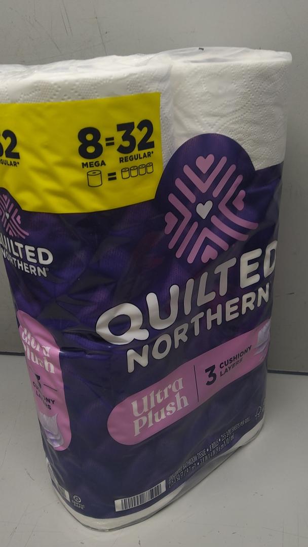 Quilted Northern Ultra Plush Toilet Paper, 8 Super Mega Rolls = 32 Regular Rolls, 3X Thicker*, 3 Ply Soft Toilet Tissue 