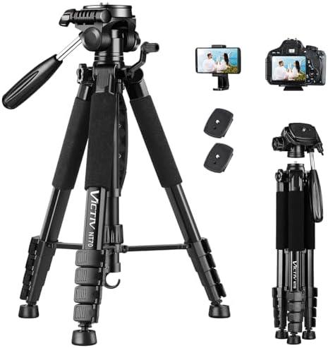 VICTIV 74” Camera Tripod, Tripod for Camera and Phone, Aluminum Professional Tripod Stand for Canon Nikon with Carry Bag and Phone Holder, Compatible with DSLR, iPhone, Spotting Scopes, Max Load 9.5Lb VICTIV 74” Camera Tripod, Tripod for Camera and Phone, Aluminum Professional Tripod Stand for Canon Nikon with Carry Bag and Phone Holder, Compatible with DSLR, iPhone, Spotting Scopes, Max Load 9.5Lb