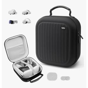 Krypthos Hard Carrying Case Compatible with Meta Quest 3S/Quest 3/Quest 2/Vision Pro, Portable VR Gaming Headset and Touch Controllers Case with Lens Protector, for Travel and Home Storage (Black)