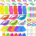 Shinymoon 54 Pcs 80s Accessories for Women Neon Tutu Skirts Light Shutter Glasses Holographic Fanny Pack Lace Headband Earring Necklace Leg Warmers Fishnet Gloves Bracelet for Halloween Party Costume