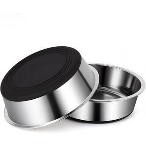 Dog Bowls Durable Heavy Duty Stainless Steel Dog Bowls Non-Slip Basic Bowl for Dogs with Rubber Base (2 Pack, 7 Cups)