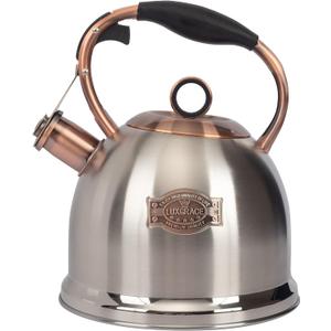 Whistling Stovetop Tea Kettle Food Grade Stainless Steel, Hot Water Fast to Boil for Stove Top-3.0Q (Silver-RW)