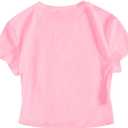 RoseSeek Girl's Letter Bow Graphic Tees Short Sleeve Crewneck Cute Shirts for Teen Girls Trendy (Pink)