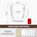 VENVENWEAVS Glass Coffee Mugs Set Of 6, 13.5 OZ Insulated Double Wall Coffee Cups, Perfect for Cappuccino, Latte, Americano, Tea Bag, Beverage,Glass Coffee Cups With Handles